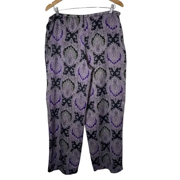 Lauren Ralph Lauren Purple Black Paisley Silky Pajama Set Size Large - Picture 5 of 13